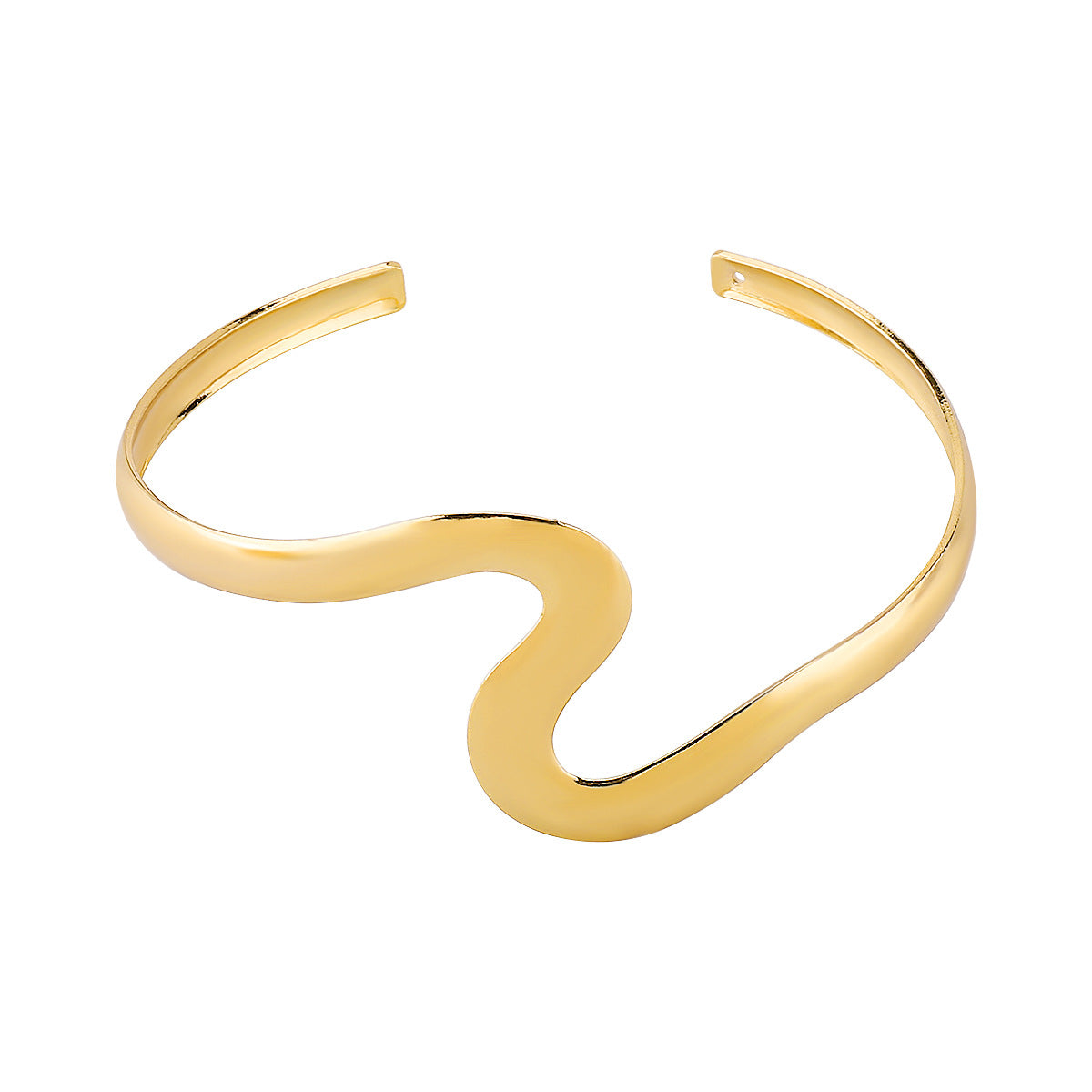 Bracciale Rigido in Ferro Elettroplaccato a Onda Minimalista con Texture, Design Aperto Regolabile