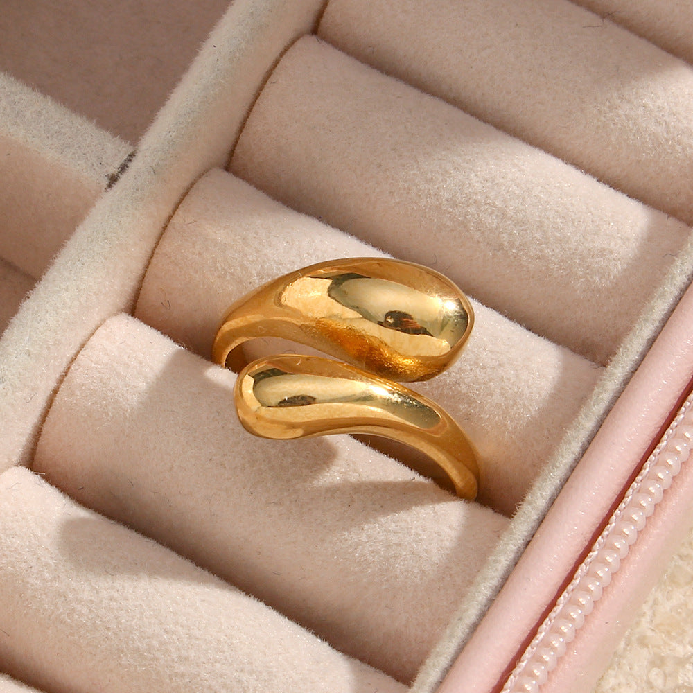 Anello da donna regolabile in acciaio inossidabile con serpente geometrico minimalista e finitura lucida