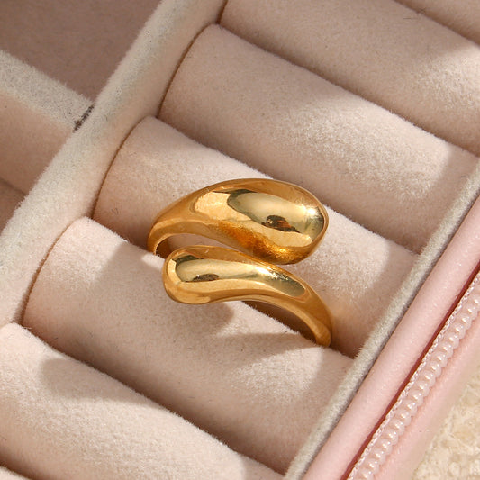 Anello da donna regolabile in acciaio inossidabile con serpente geometrico minimalista e finitura lucida