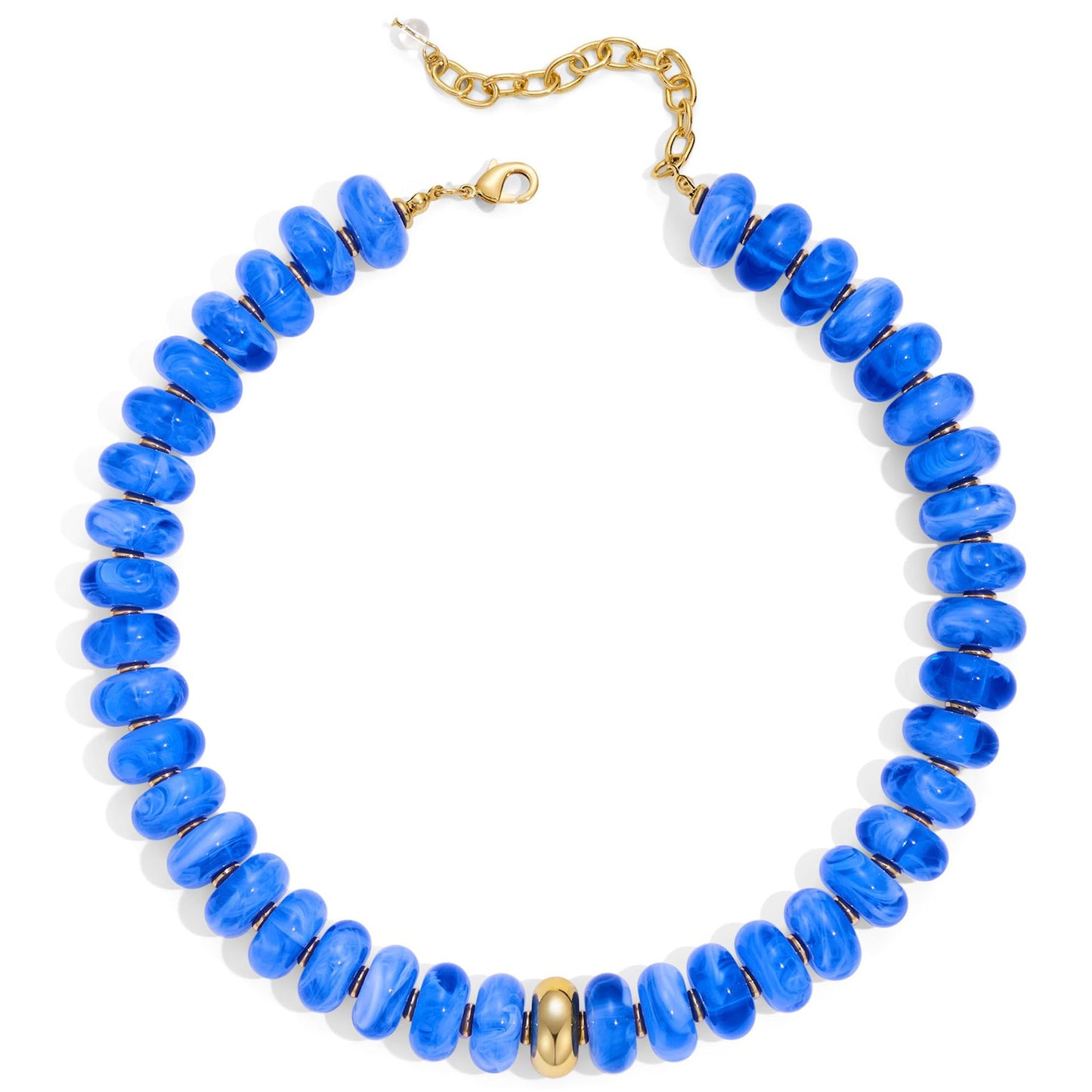 Minimalist Geometric Round Oval Acrylic Beaded Charm Bar Gold Tone Adjustable Cable Chain for Women Unisex
