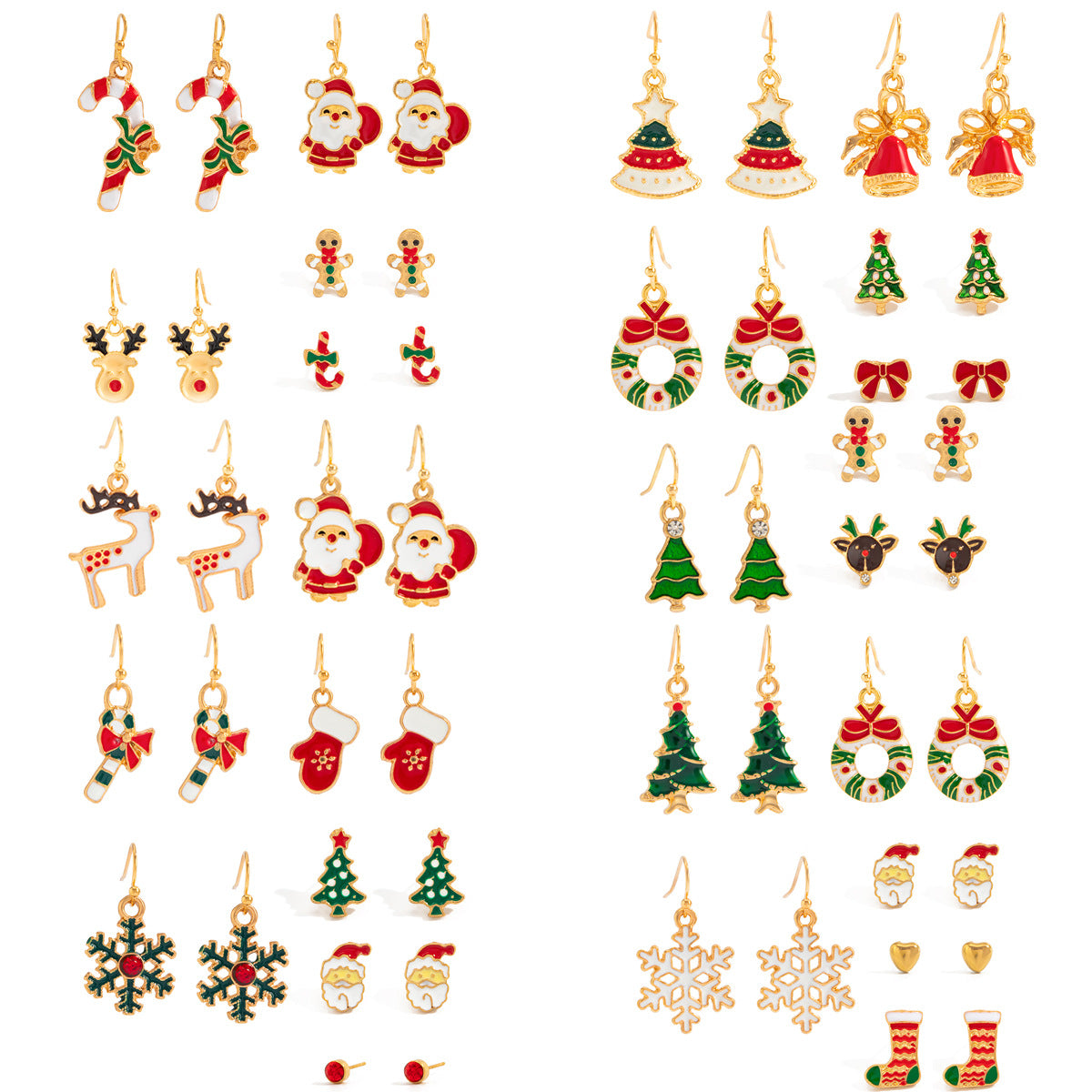 Sweet Drip Oil Snowflake Bow Alloy Plated Earrings for Women