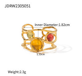 Geometric Stainless Steel Tiger Eye Ring with Plating Finish for Men and Women