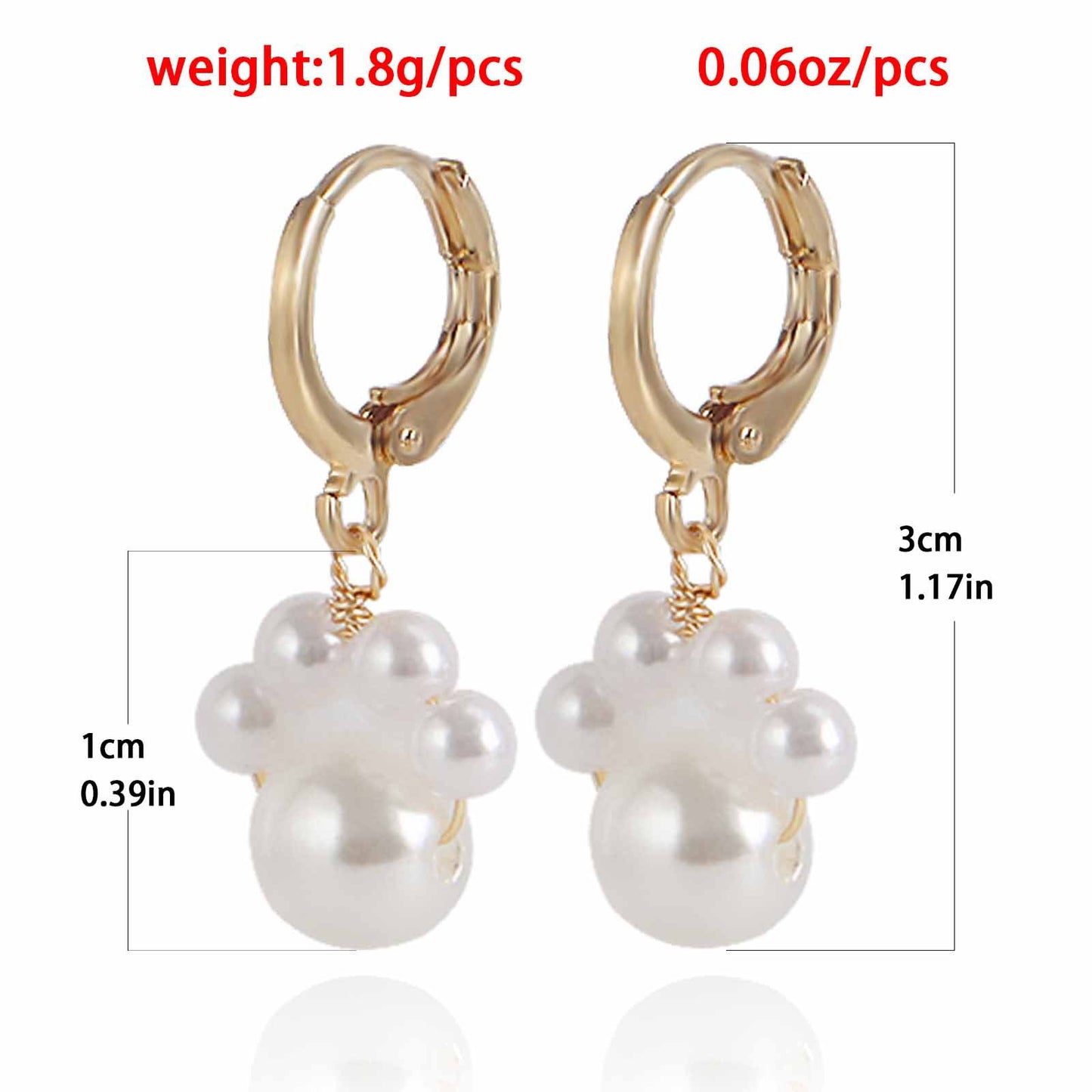 Vintage-Style Geometric Alloy Dog Paw Print Earrings with Electroplated Finish for Women
