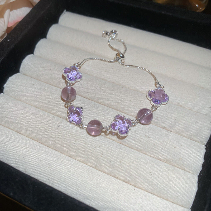 Luxury Elegant Geometric Floral Brass Bracelet with Cubic Zirconia Inlay for Women