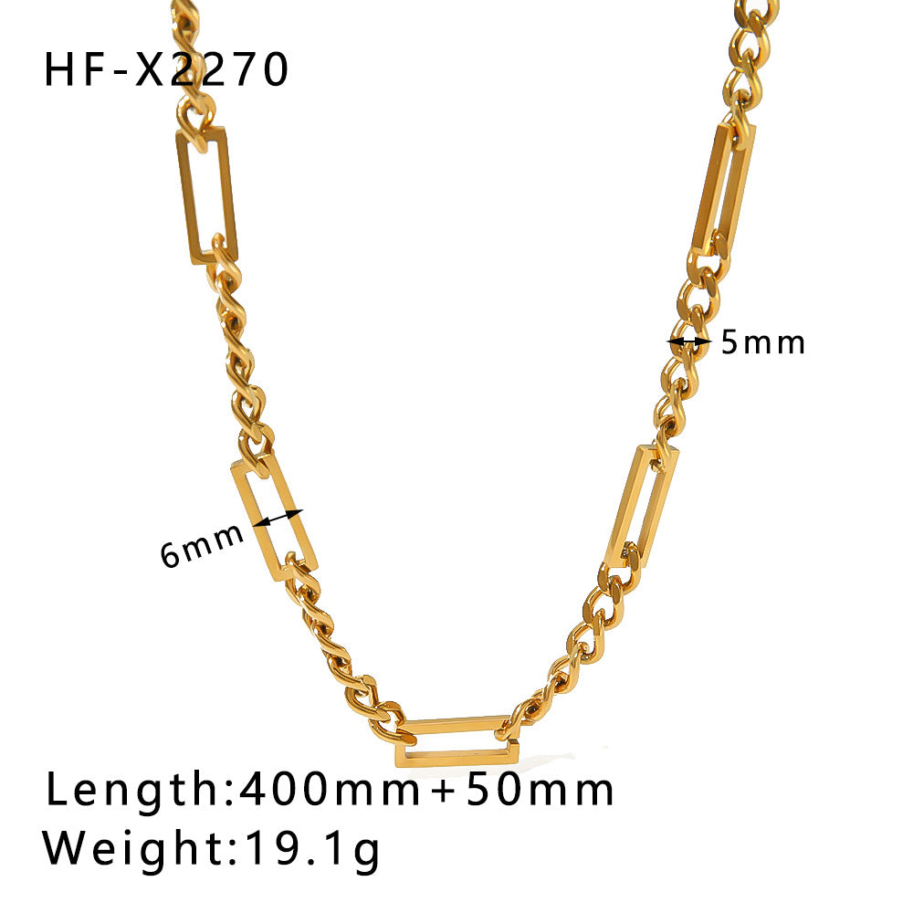 Minimalist Asymmetrical Heart and Teardrop Pendant Necklace in Stainless Steel with 18K Vacuum Plated Finish for Women
