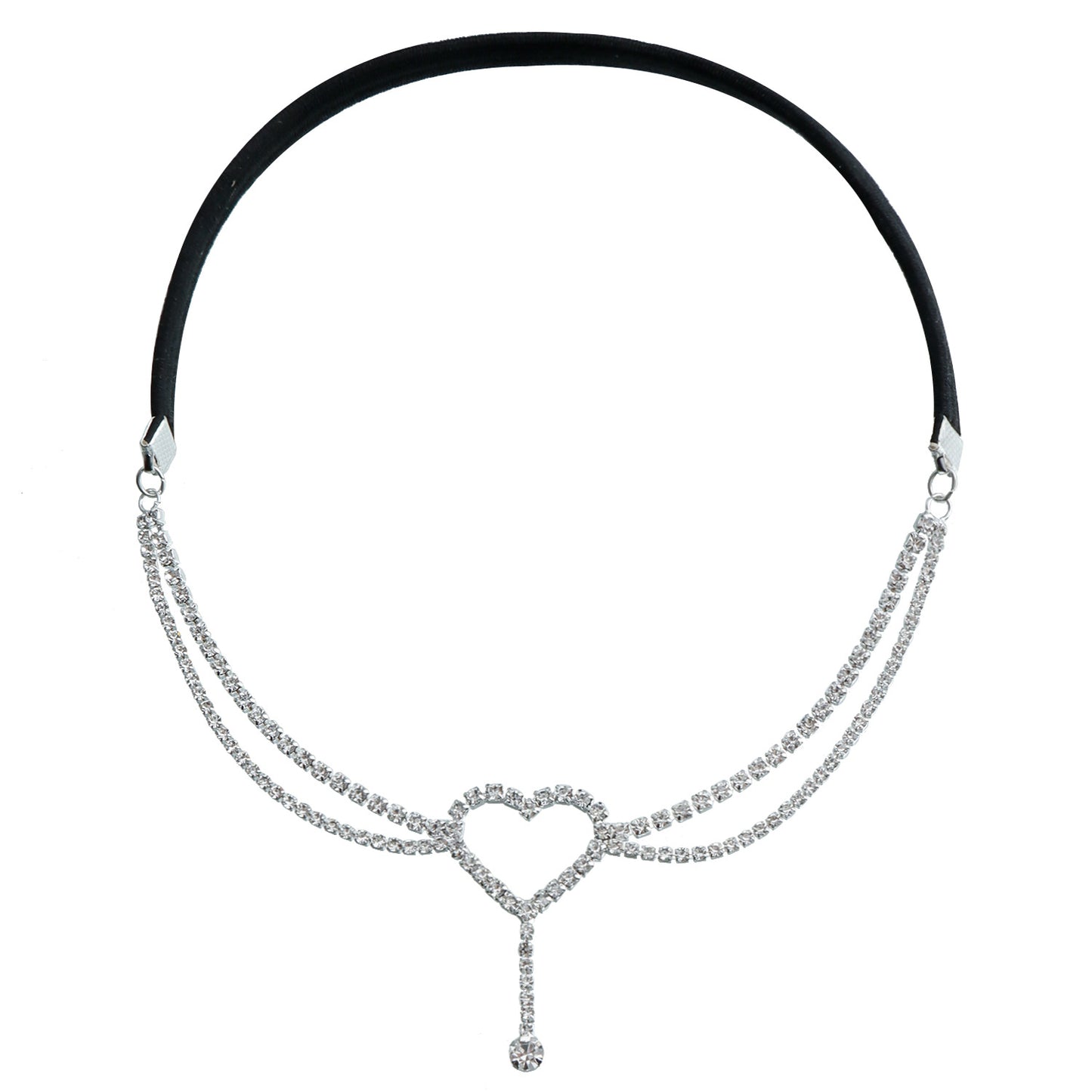 Elegant Heart-Shaped Rhinestone Anklet for Women Made of Alloy with Stretch Cord Design
