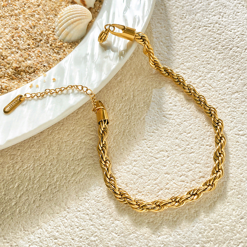 Luxury Casual Titanium Steel Rope Chain Bracelet Plated Unisex