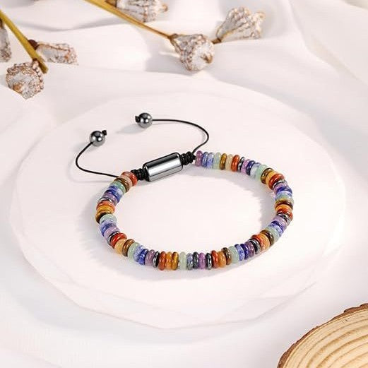 Minimalist Ethnic Natural Stone Crystal Round Geometric Beaded Bracelet for Women