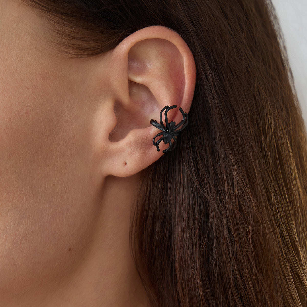 Orecchini a polsino per donna con teschio di Halloween e ciondolo a ragno, in lega di zinco galvanizzata, stile gotico, a forma di animale, senza piercing