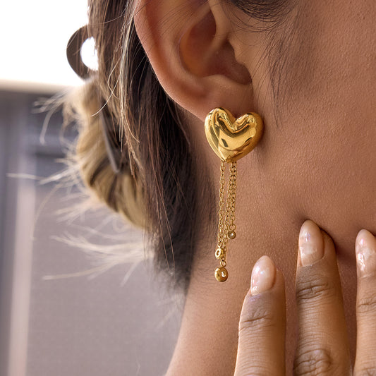 Orecchini a polsino in acciaio inossidabile a forma di cuore minimalisti con finitura placcata per donne, leggeri, ipoallergenici, gioielli di lusso per l'orecchio