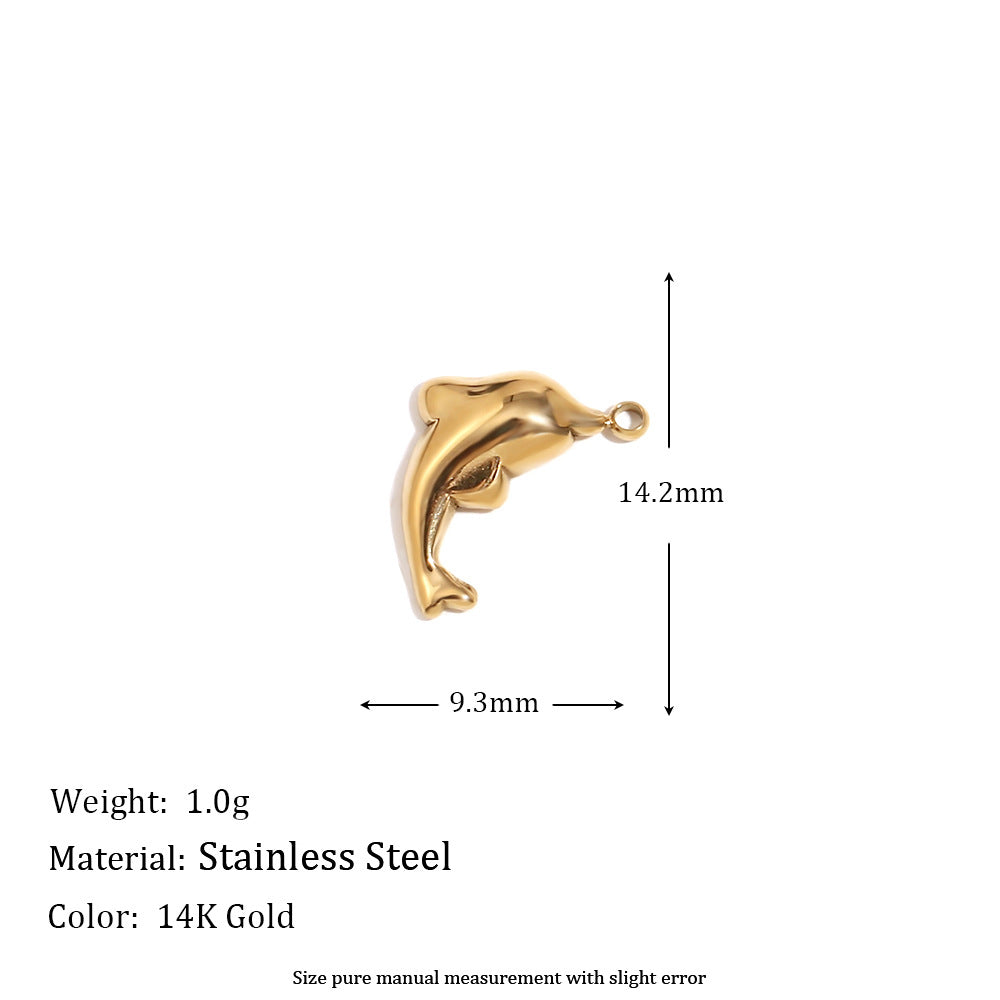 Elegant 14K Gold Plated Stainless Steel Marine Shell Smiley Face Charm Bar