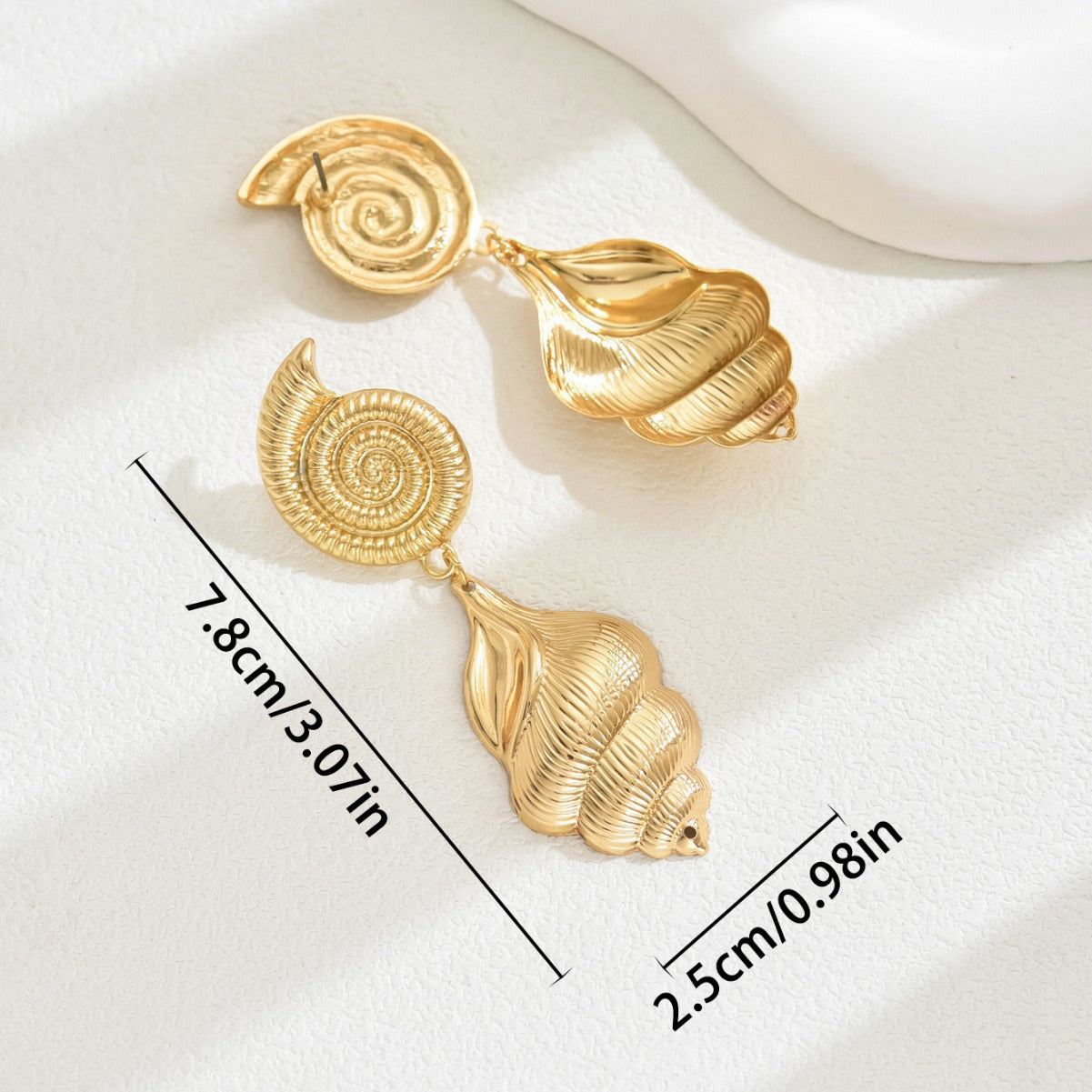 Orecchini da donna con conchiglia geometrica in lega placcata oro 18 carati, stile Hip Hop, moda OL