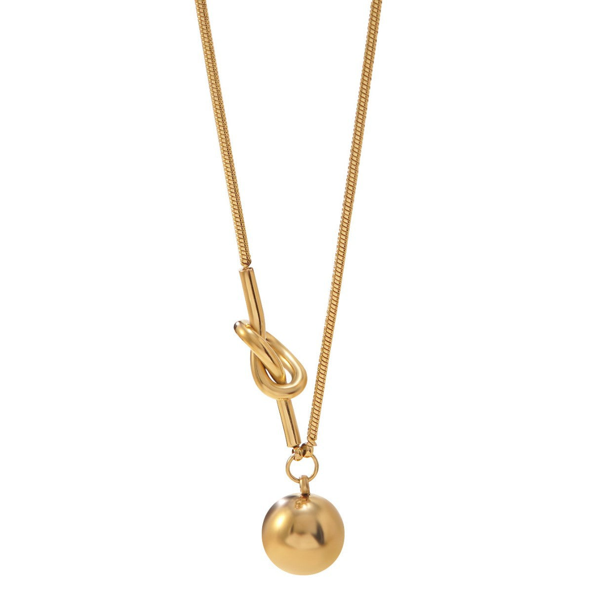 Elegant 18K Gold Plated Geometric Round Stainless Steel Snake Chain Necklace