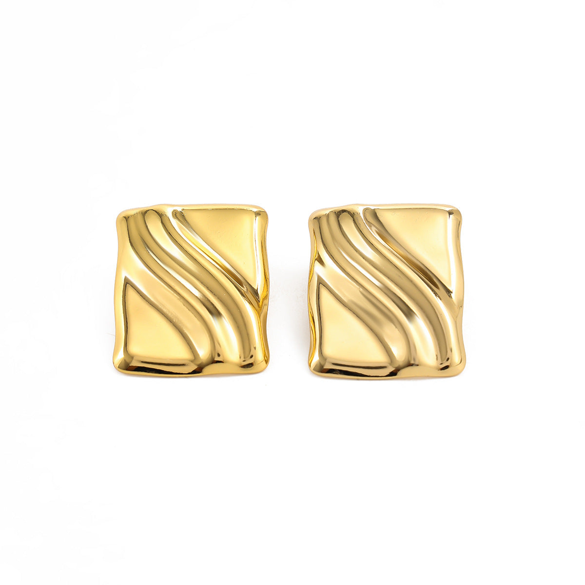 18K Gold PVD Stainless Steel Square Geometric Earrings for Women