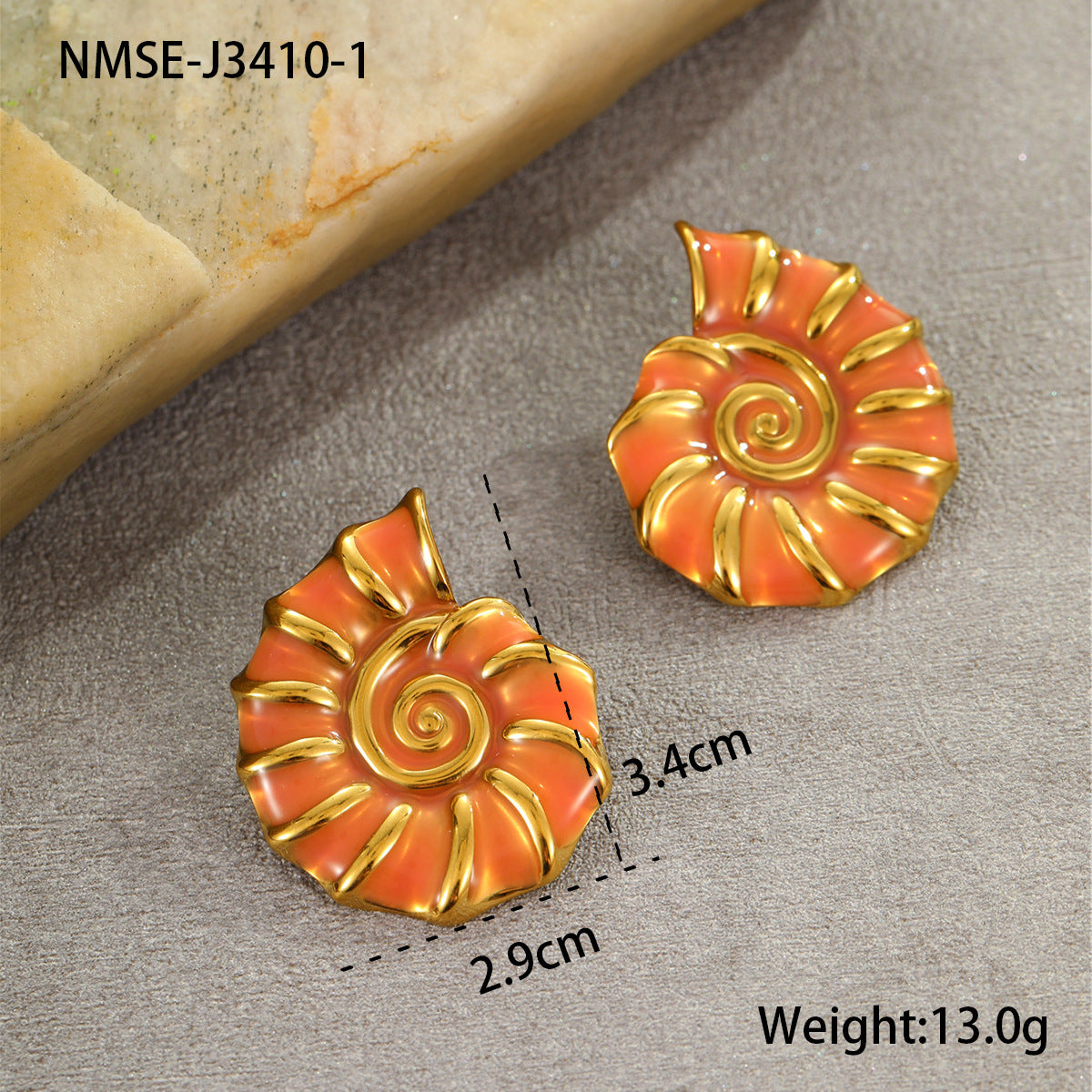 Pendientes de Acero Inoxidable con Forma de Concha Marina, Inspirados en el Océano, con Baño de Oro de 18K para Mujer