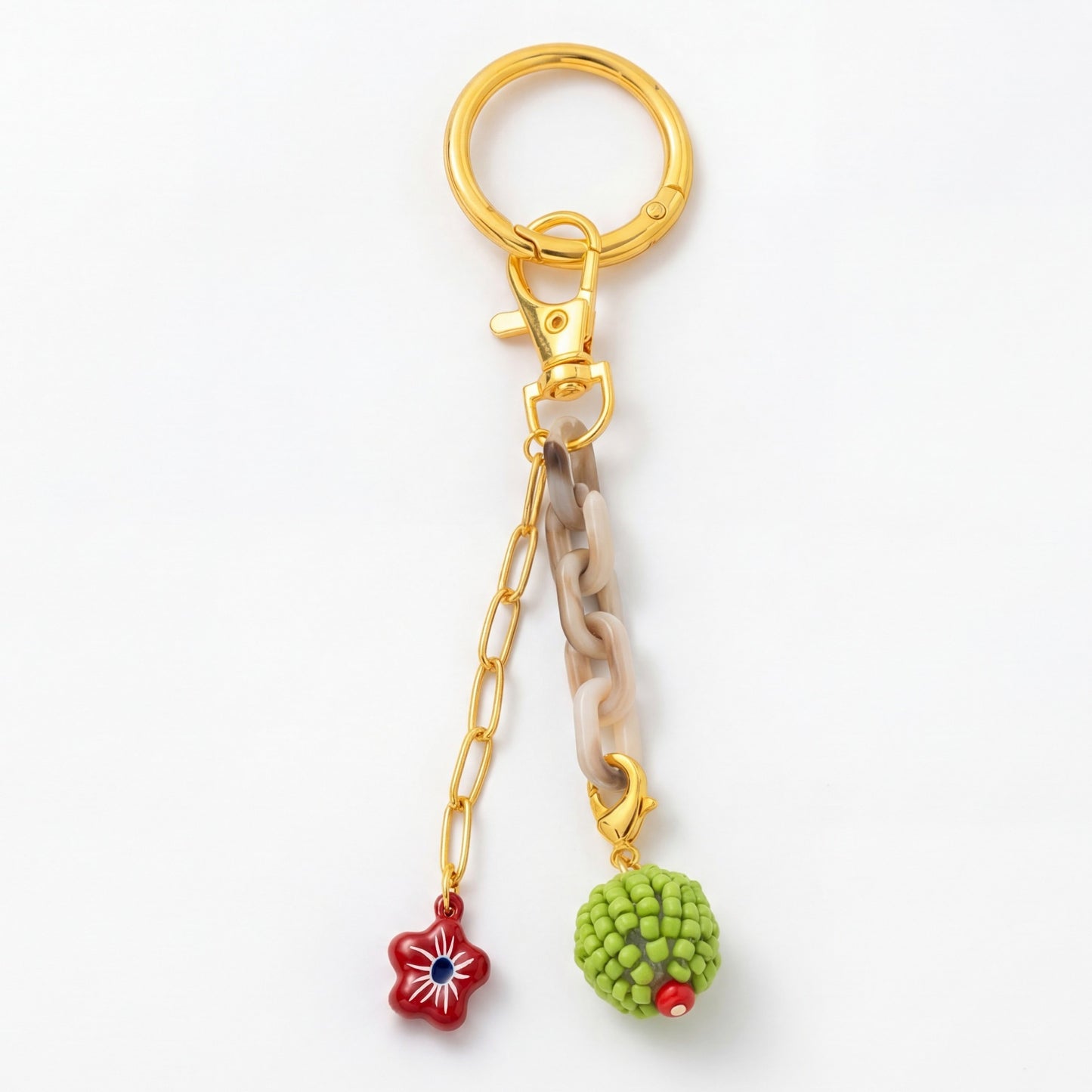 Minimalist Fruit Pattern Brass Bag Charm Keychain
