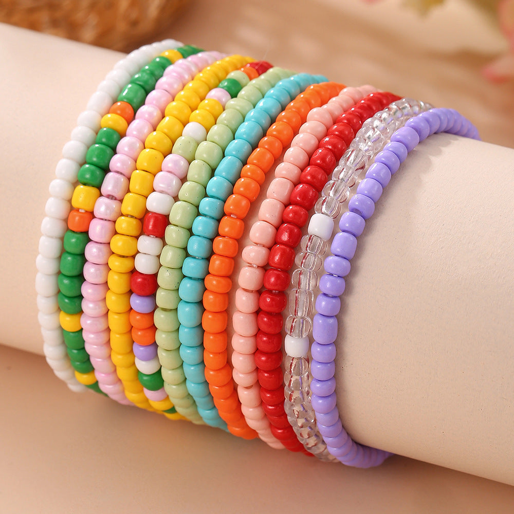 Bohemian Style Beaded Bracelet and Anklet for Beach Vacation Surfing Handmade Round Beads Jewelry