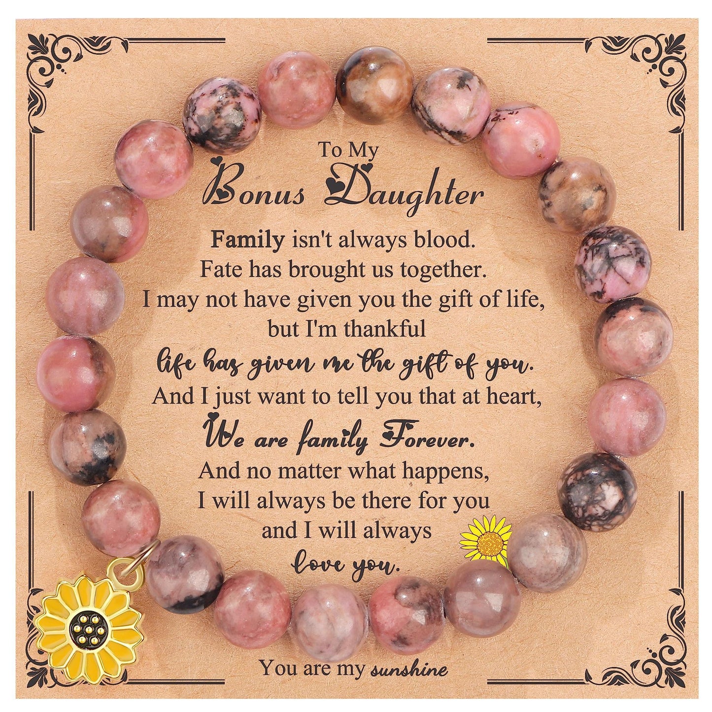 Sweet Floral Sunflower Gemstone Charm Bracelet for Women