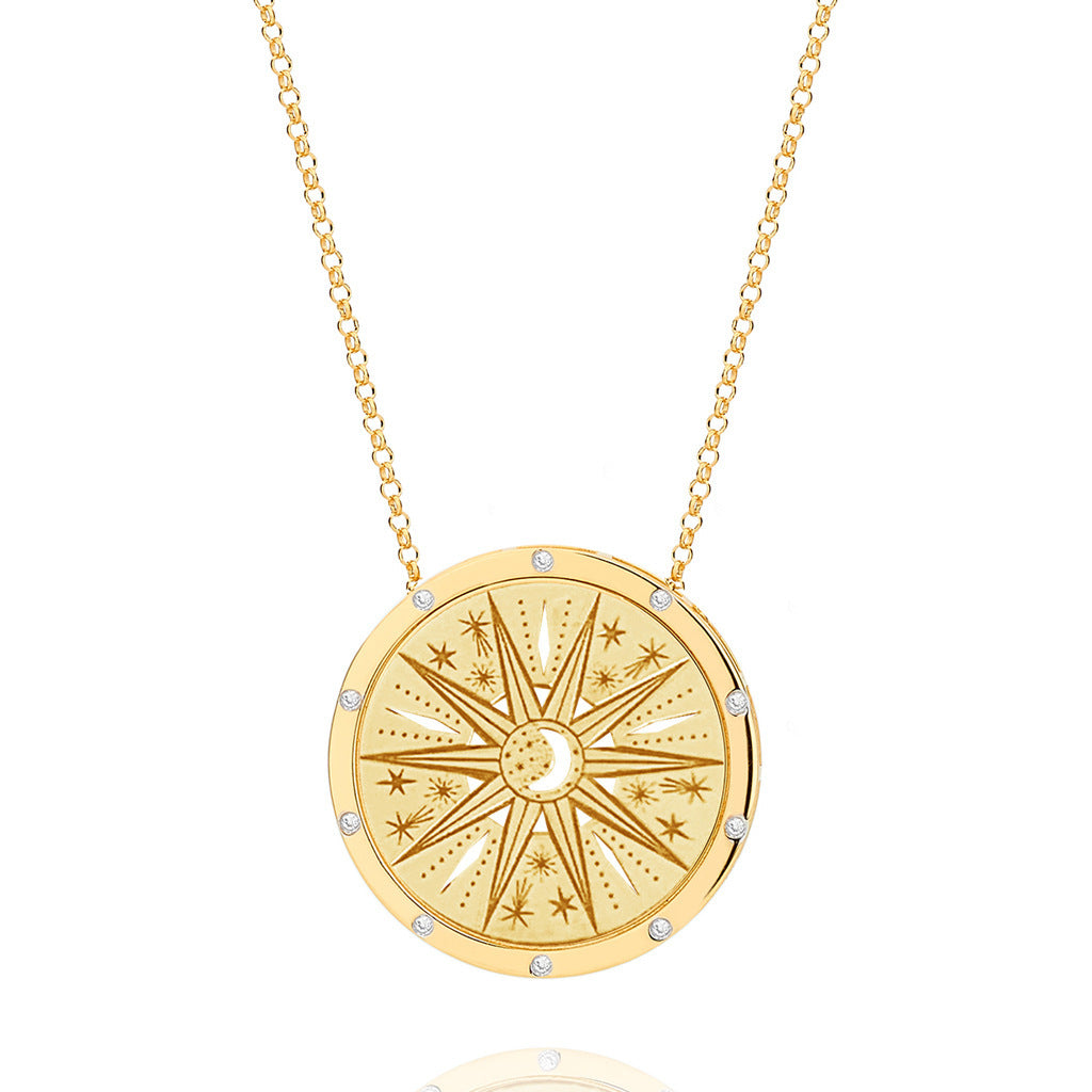 Collana Minimalista con Ciondolo Tarocchi Geometrico Lusso Leggero Placcato Oro 18K in Acciaio Inossidabile Unisex