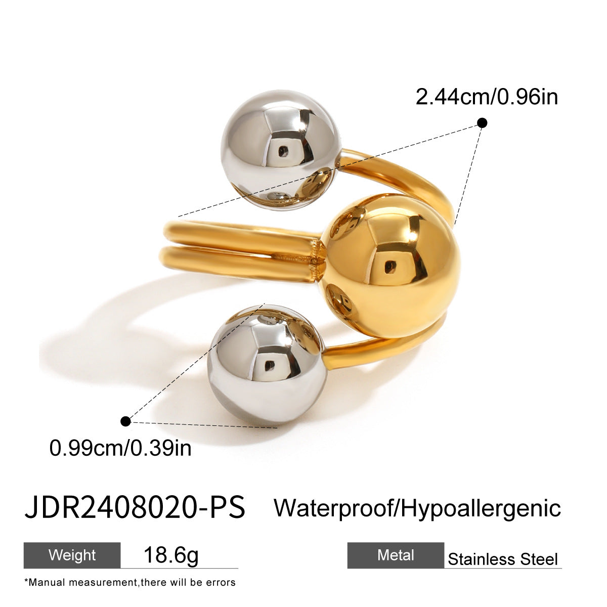 Anillo irregular de acero inoxidable con chapado para mujer, sortija de moda llamativa