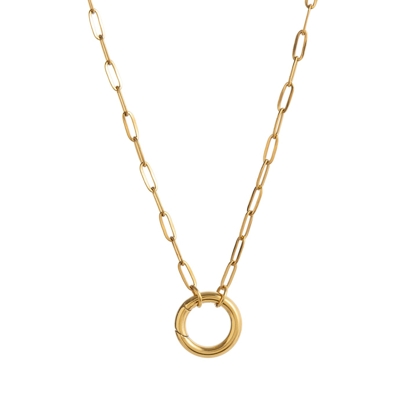 Elegant Geometric 18K Gold Plated Titanium Steel Snake Chain Necklace for Women DIY Charm Bar