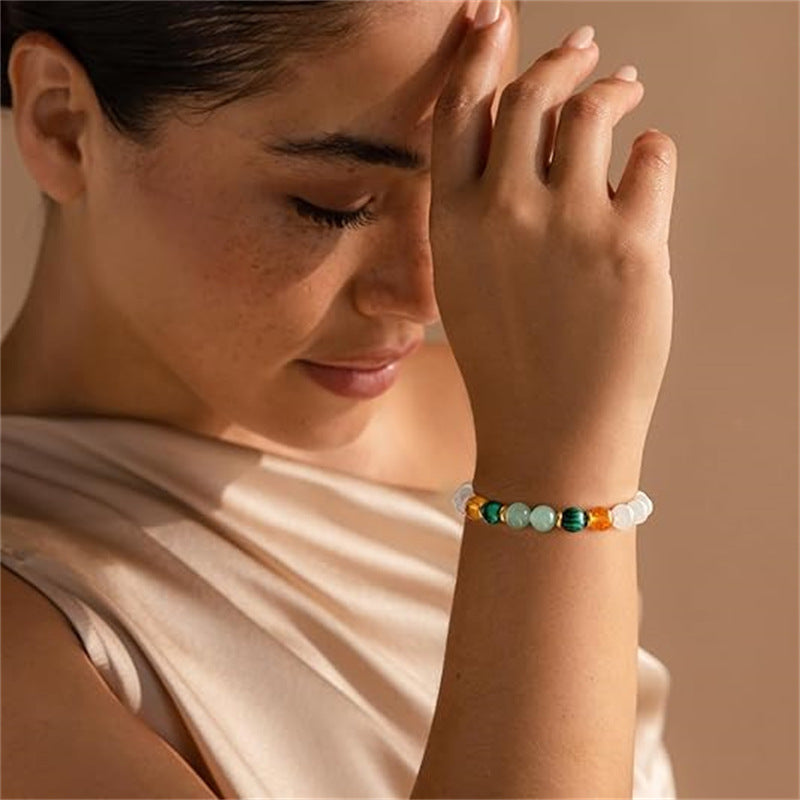 Sweet Natural Gemstone Beaded Stretch Bracelet for Women with Month Card