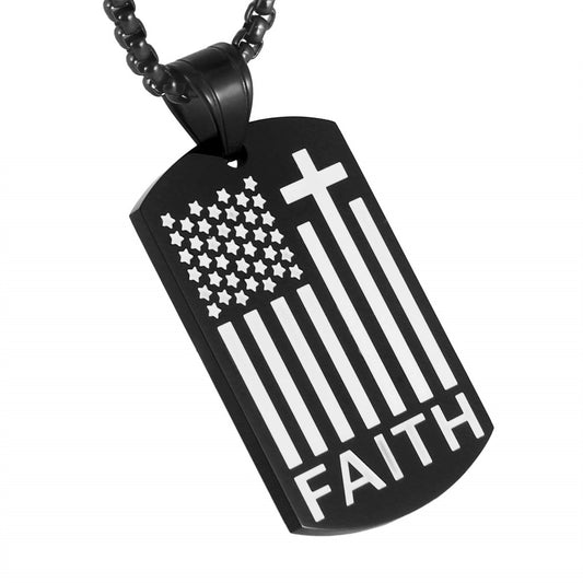 Collana Minimalista Geometrica in Acciaio Inox e Acciaio al Titanio con Piastrina Militare e Motivo Inciso "Coraggio" per Uso Quotidiano Unisex