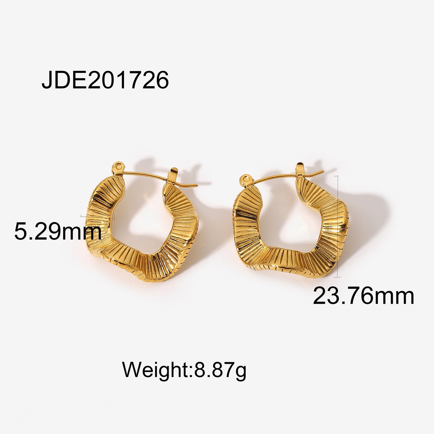 Vintage-Inspired Geometric Titanium Steel Stud Earrings with 18K Gold Plating for Women