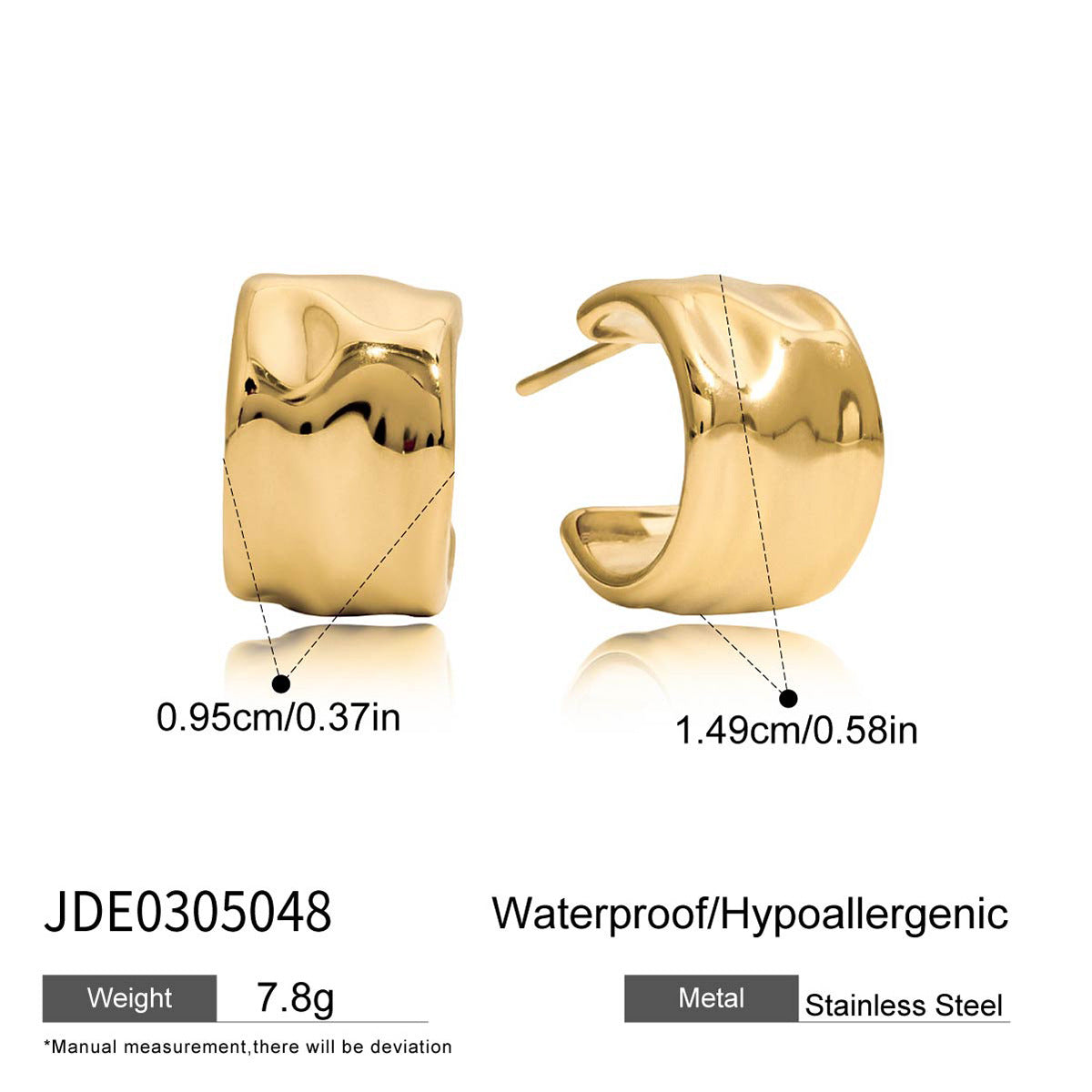 Pendientes de Acero de Titanio Geométricos para Mujer con Acabado Galvanizado, Joyería de Acero Inoxidable Hipoalergénica y a la Moda