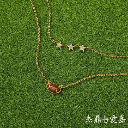 Minimalist Geometric American Football Stainless Steel PVD Plated Necklace for Women