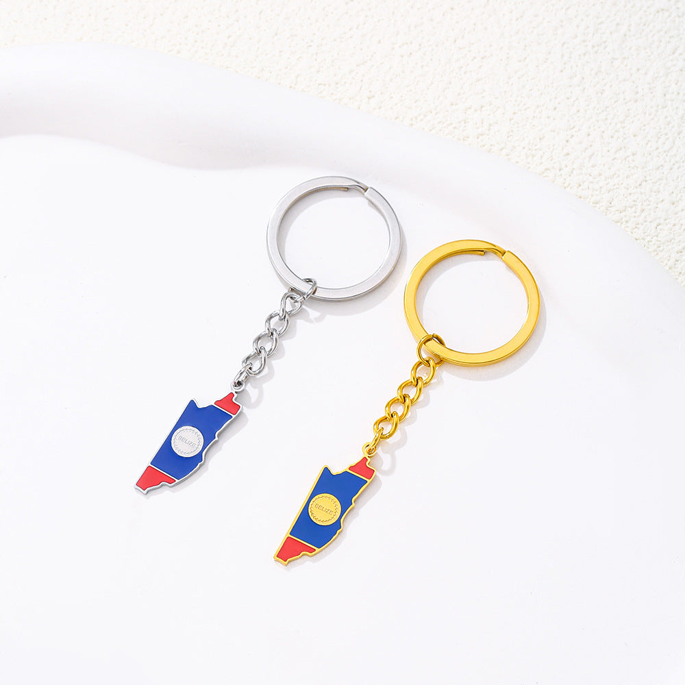 Llavero colgante de estilo étnico de acero inoxidable para hombres y mujeres, accesorio decorativo versátil