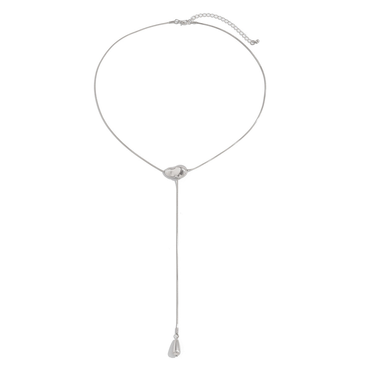 Collar minimalista con colgante geométrico irregular en forma de lágrima para mujer, con cadena de hierro chapado y detalle de flecos