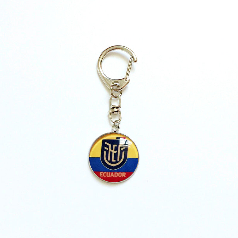 Sporty Round Stainless Steel Keychain National Football Team Souvenir Gift