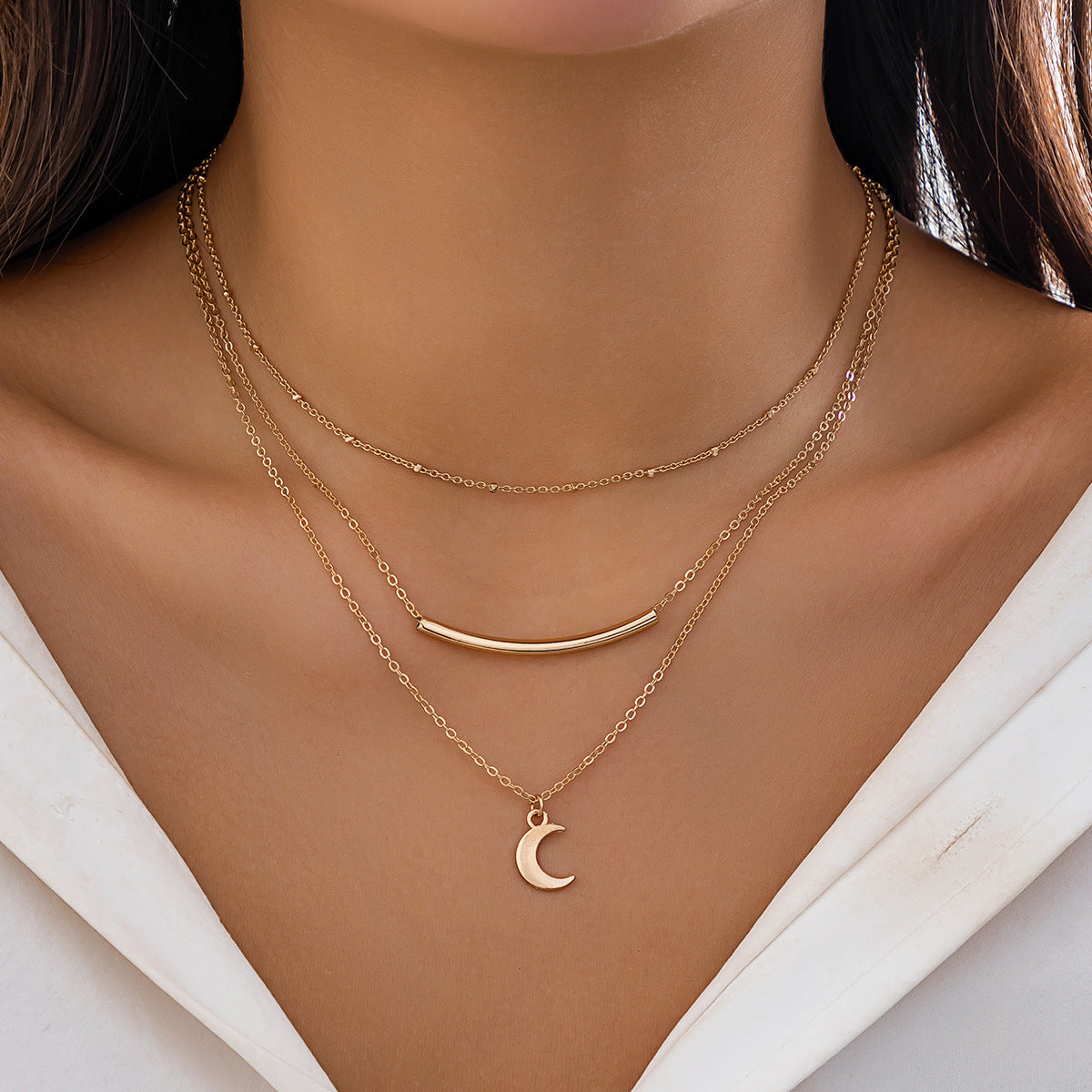 Minimalist Geometric Plated Brass Snake Chain Necklace for Women