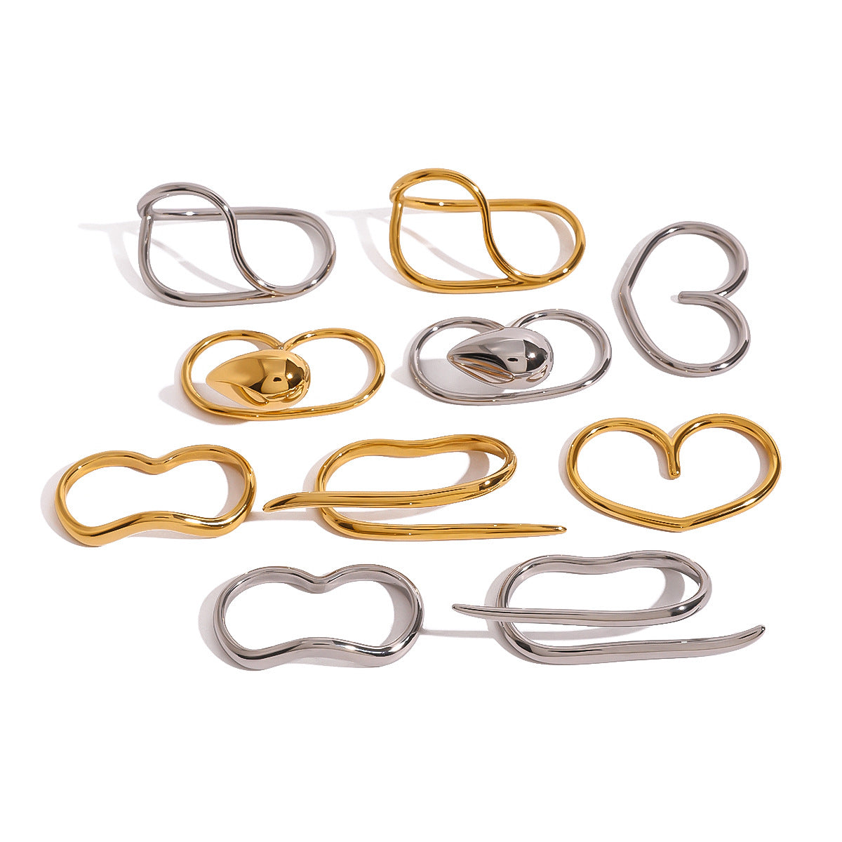 Geometric Plated Stainless Steel Ring for Women