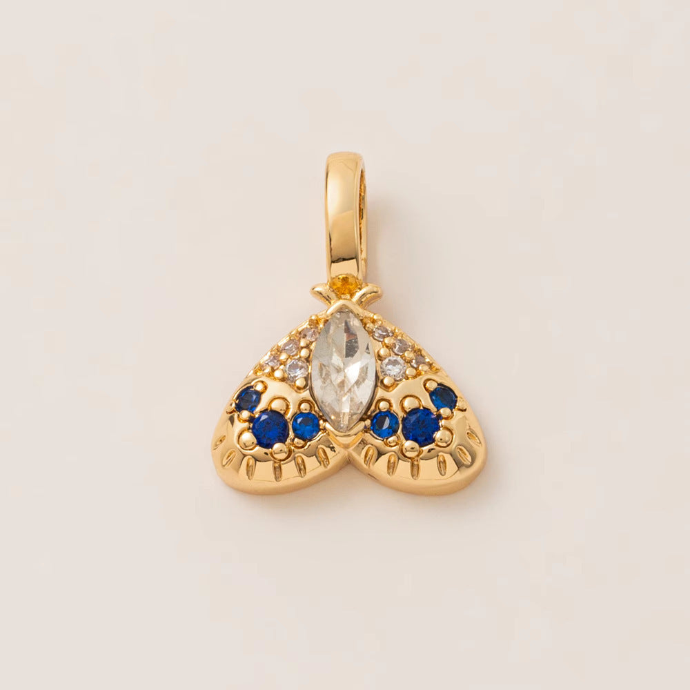 Minimalist Luxury 18K Gold Plated Brass Insect Butterfly Pendant with Cubic Zirconia Charm Bar for Unisex