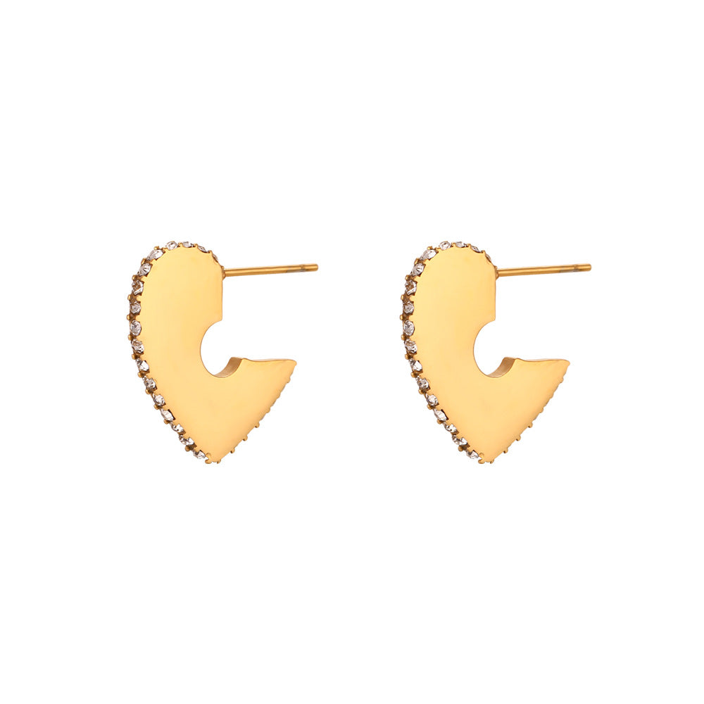 Minimalist Geometric Stainless Steel Hoop Earrings for Women with Polished Finish and Micro-Pave Detailing