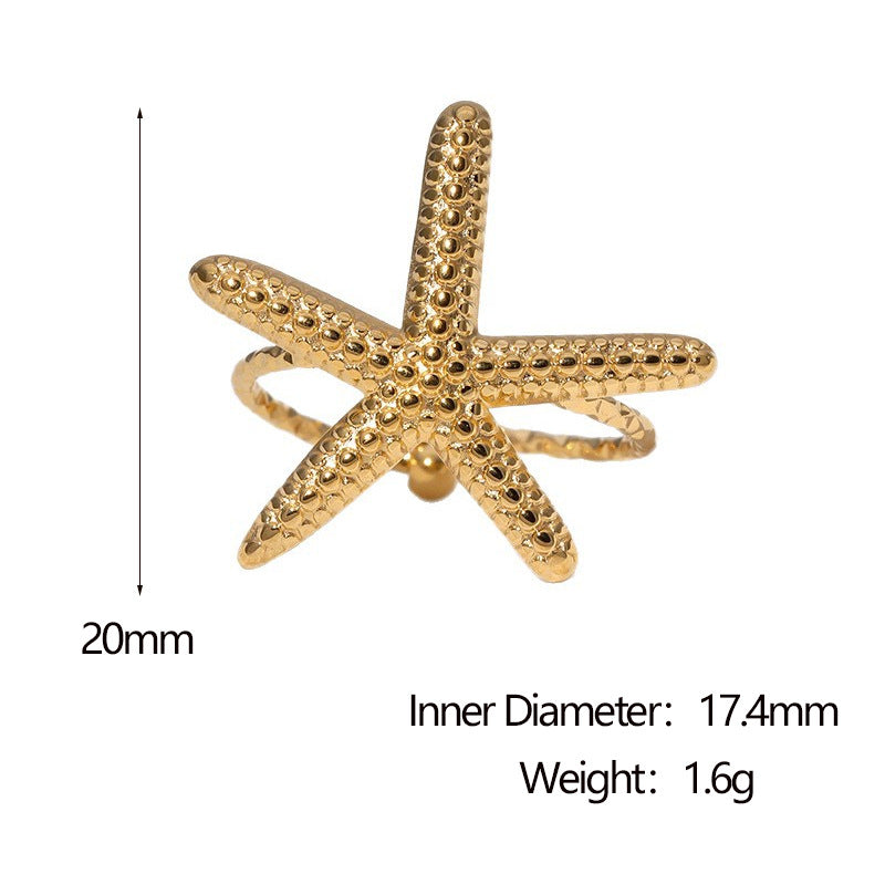Minimalist Star-Shaped Stainless Steel Ring with Plating Finish for Women