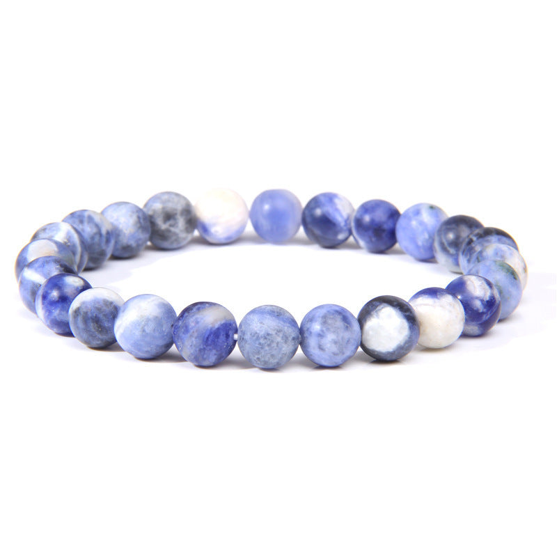 Natural Volcanic Stone and Agate Beaded Bracelet Geometric Round Unisex Fashion Jewelry