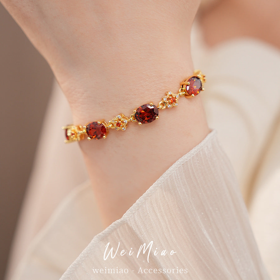 Luxury Elegant Oval Floral Brass Bracelet with 18K Gold Plating and Cubic Zirconia Inlay