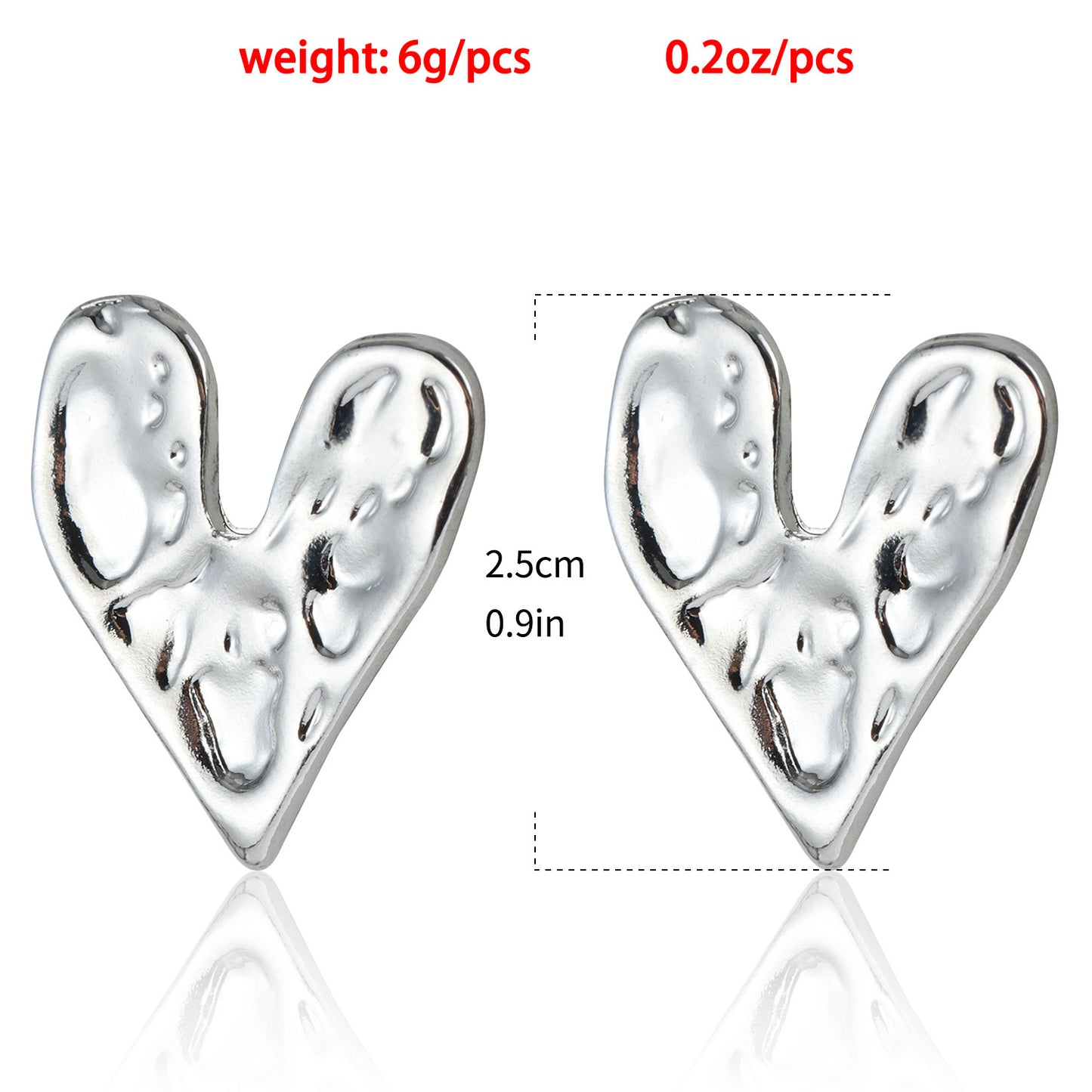 Vintage Geometric Irregular Heart-Shaped Zinc Alloy Stud Earrings with Plated Finish