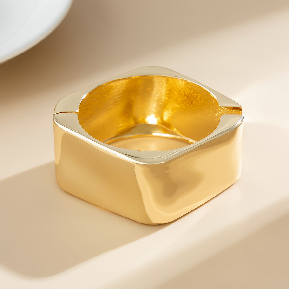 Minimalist Geometric Square Plated Zinc Alloy Wide Cuff Bracelet