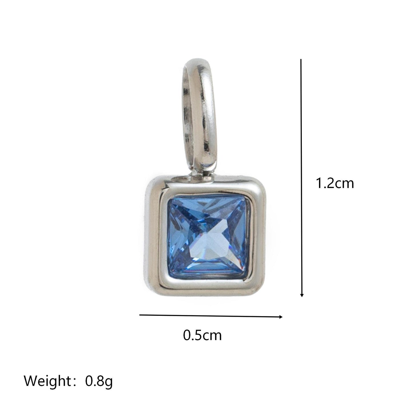 Minimalist Square Titanium Steel Gemstone Pendant with Cubic Zirconia Inlay Charm Bar for Women