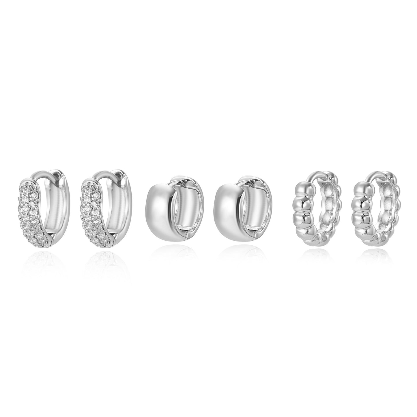 Geometric Copper Ear Cuffs with Zirconia Inlay Plated in Real Gold for Women Minimalist Statement Earrings Set