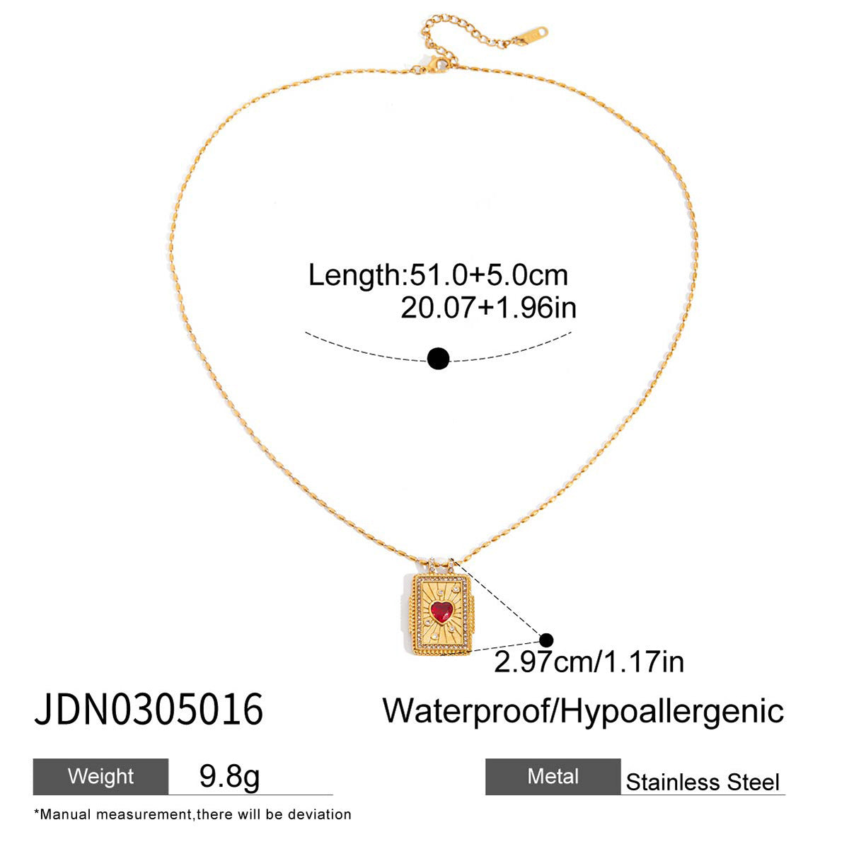Minimalist Heart Geometric Stainless Steel PVD Plated Necklace for Women
