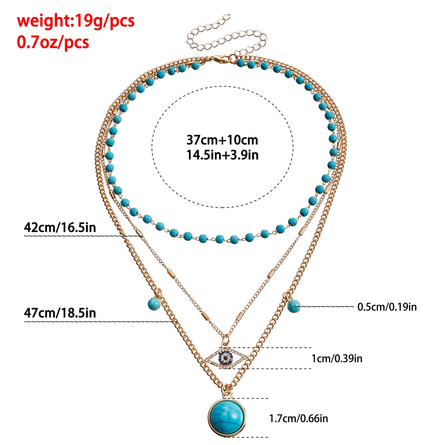 Vintage Bohemian Turquoise Pendant Necklace for Women Geometric Alloy Locket with Plated Finish