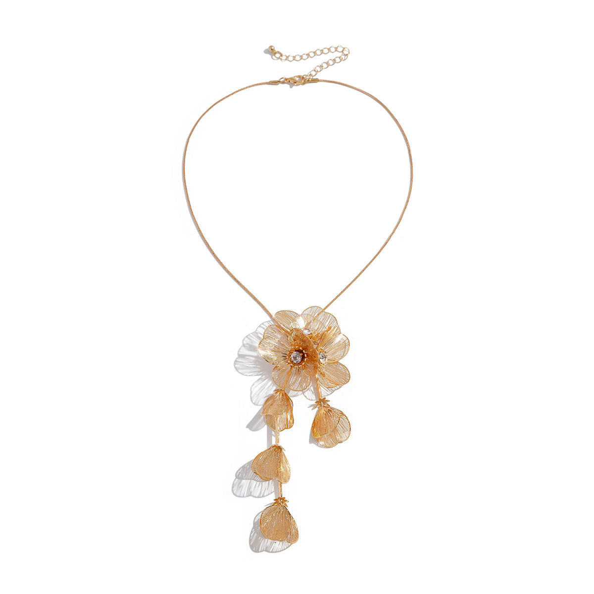 Floral Pattern Plated Brass Necklace for Women