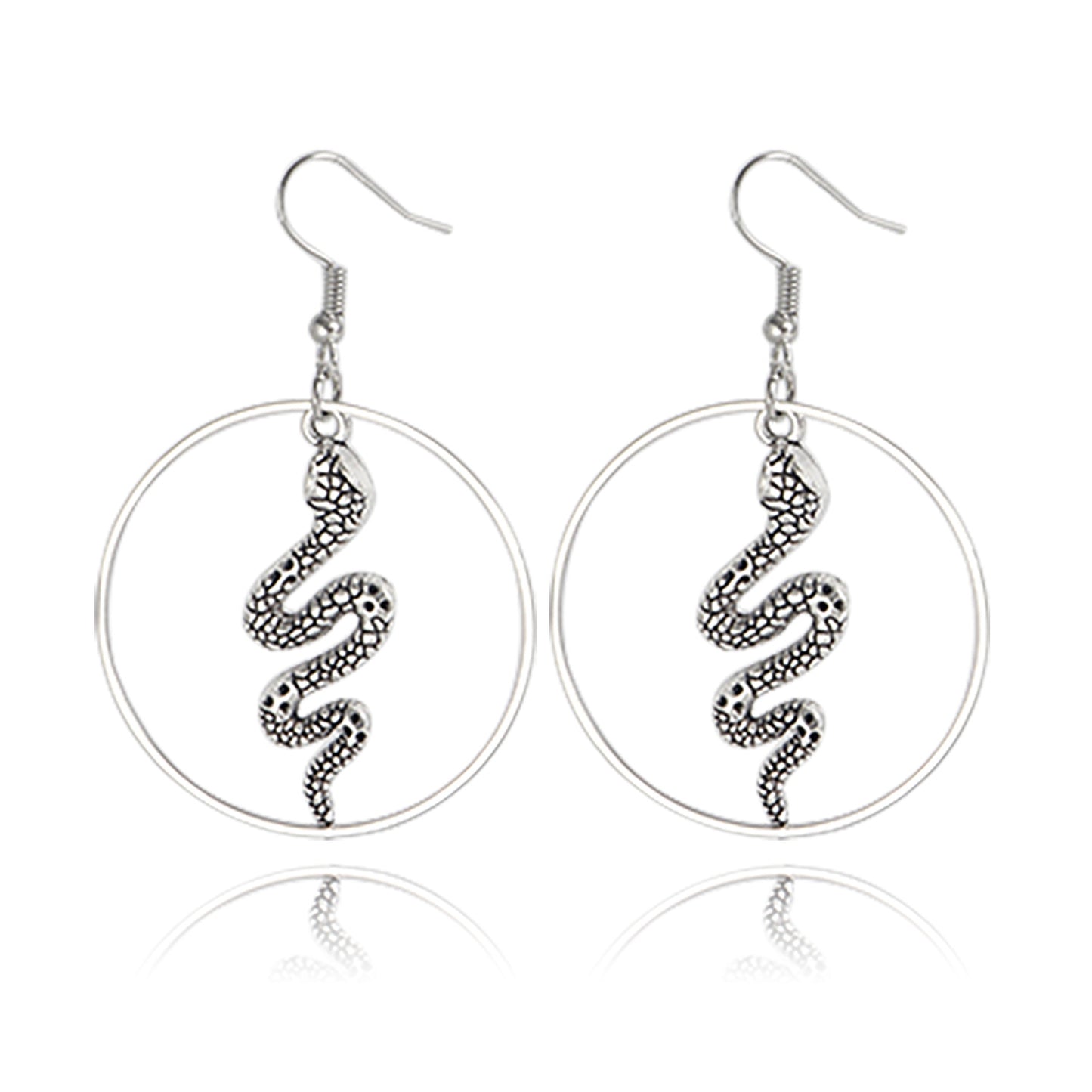 Dark Glamorous Snake-Shaped Alloy Ear Studs with Plated Finish for Women