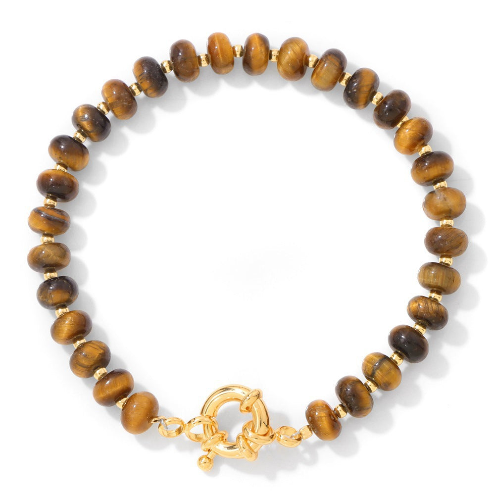 Sweet Elegant Geometric Gemstone Beaded Bracelet for Women with OT Clasp