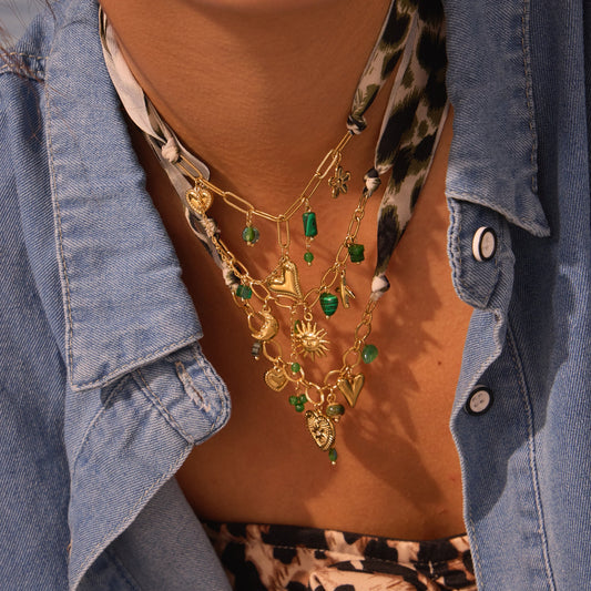 Fashionable Leopard Print Heart Pendant Necklace in Stainless Steel with Electroplating for Women